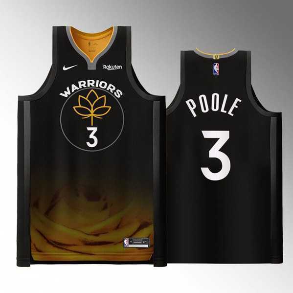 Men%27s Golden State Warriors #3 Jordan Poole Black 2022-23 City edition Stitched Basketball Jersey->san antonio spurs->NBA Jersey